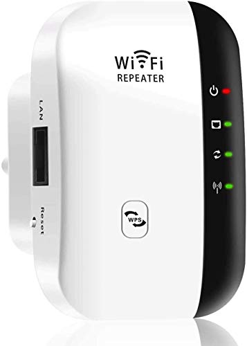 MISSJJ Repetidor WiFi, 300Mbps Extensor WiFi, Amplificador WiFi 2.4GHz con Repertidor/Ap Modo y la función WPS,Repetidor Señal WiFi con Puerto Ethernet, Interfaz de alimentación, Puerto LAN, ADSL