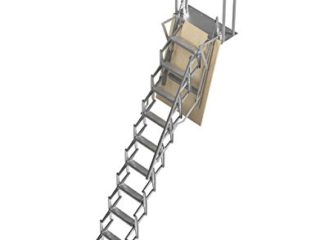 Mister Step UP Escalera escamoteable tipo tijera para altillos y loft: puerta de madera multicapa 70x100 cm. (H 250 cm.)