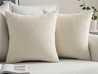 MIULEE 2 Piezas Fundas de Cojines Diseño Granulado Fundas de Almohada con Cremallera Invisible Protectores Poliéster Modernos Decorativa para Cama Sofa Dormitorio Hogar 45 x 45cm Beige