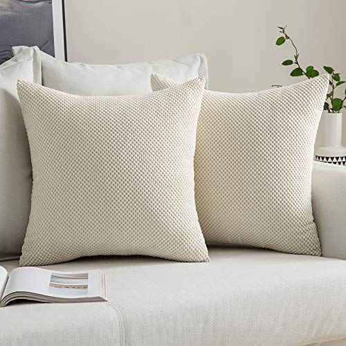 MIULEE 2 Piezas Fundas de Cojines Diseño Granulado Fundas de Almohada con Cremallera Invisible Protectores Poliéster Modernos Decorativa para Cama Sofa Dormitorio Hogar 45 x 45cm Beige