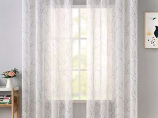 MIULEE 2 Unidades Cortinas Salon Visillos de Dormitorio Cortina Translucida Moderna para Ventana Visillos Ramas con Ojales para Sala Cuarto Dormitorio Habitación 140x245cm Gris