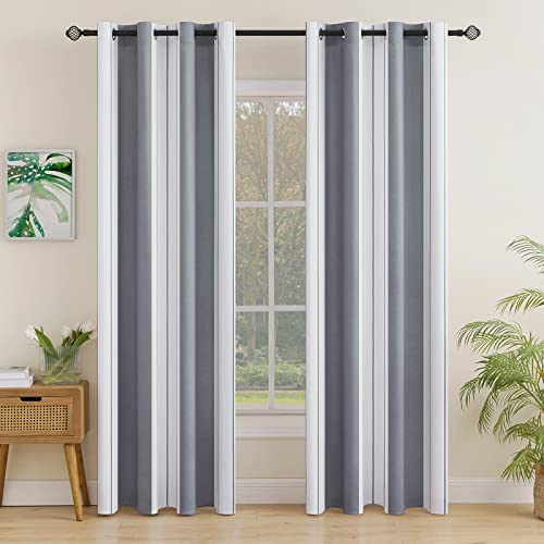 MIULEE Cortinas Opacas Cortinas Térmicas a Rayas Cortina de Salón Dormitorio Habitación Cortina Termica Aislante Frio y Calor para Ventana Cocina Oficina 2 Piezas 140x245 cm Gris