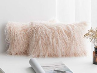 MIULEE Juego de 2 Funda de Almohada Cojines de Piel Decorativos Cuadrados y Suaves Cojines PeloPara la Decoración del Hogar Sofá Cama del12x20 Inch 30 x 50 cm Rosado
