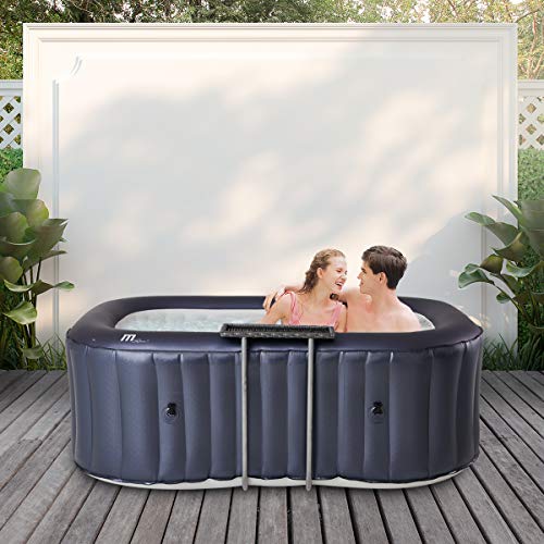 miweba Mspa de Whirlpool M hinchable 001ls 2 personas 186 x 125 ovalado para interiores y exteriores Incluye ratán mesa de bandeja y cubierta protectora.