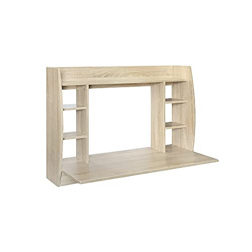 ML-Design Mueble de Salón Moderno, 110x75x48 cm, Sonoma, Escritorio Colgante con Estante Estable, Compartimentos Espaciosos, Mesa Suspendida Pared, Armario de Oficina Trabajo Ordenador PC Portátil