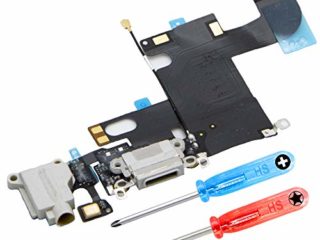 MMOBIEL Conector de Carga Compatible con iPhone 6 Plus 2014 - Puerto de Carga - Dock Connector Cable Flex - Audio Jack/Micrófono/Antena Repuesto - Incl Destornilladores - Negro
