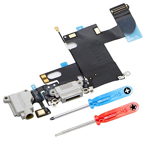 MMOBIEL Conector de Carga Compatible con iPhone 6 Plus 2014 - Puerto de Carga - Dock Connector Cable Flex - Audio Jack/Micrófono/Antena Repuesto - Incl Destornilladores - Negro