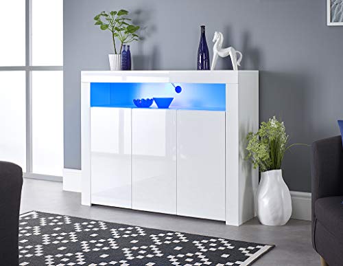 MMT Furniture Designs Aparador, Madera de ingeniería, White, 116cm x 35cm x 93cm