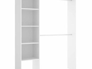 Mobelcenter - Armario Vestidor Suit - Armario Vestidor Reversible con 2 Barras y 4 Estantes - Acabado Color Blanco - Ancho: 140-110 cm x Fondo: 40 cm x Alto: 187 cm - (1203)