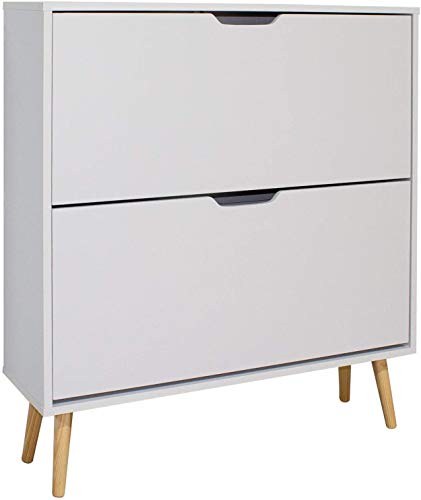 Mobelcenter - Mueble Zapatero Nórdico 2 Puertas - Armario Zapatero 2 Puertas Color Blanco - Capacidad para 14 Pares de Zapatos - Medidas: Ancho: 80 cm x Fondo: 23.5 cm x Alto: 91 cm - (0848)