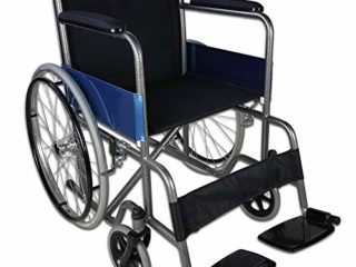 Mobiclinic, Alcázar, Silla de ruedas plegable, ortopédica, para minusválidos, freno manual, reposabrazos fijos y reposapiés abatibles, asiento, ultraligera, color negro