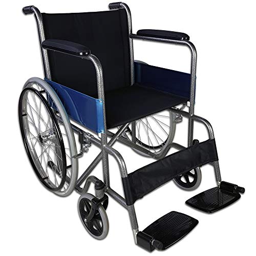 Mobiclinic, Alcázar, Silla de ruedas plegable, ortopédica, para minusválidos, freno manual, reposabrazos fijos y reposapiés abatibles, asiento, ultraligera, color negro