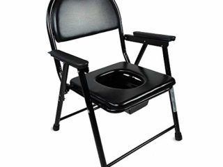 Mobiclinic, Guadalquivir, Silla con WC o inodoro para discapacitados, minusválidos, ancianos, Plegable, Reposabrazos, Asiento ergonómico, Conteras antideslizates, color negro