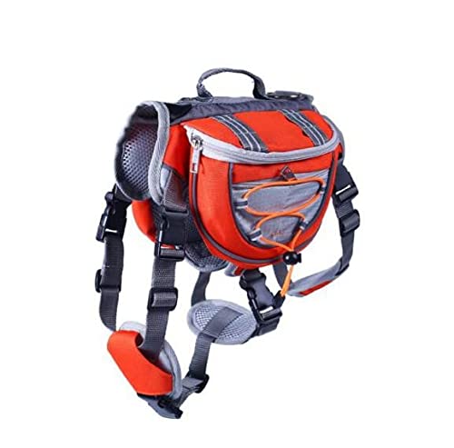 Mochila alforja para Perros medianos Ajustable, alforja Perro Segura, arnés Chaleco con asa para Senderismo. Alforja Perros Doble Bolsillo Grande cómoda. Alforjas para Perros Transpirables