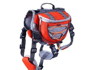 Mochila alforja para Perros medianos Ajustable, alforja Perro Segura, arnés Chaleco con asa para Senderismo. Alforja Perros Doble Bolsillo Grande cómoda. Alforjas para Perros Transpirables