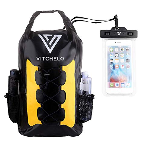 Mochila impermeable de 30L Ideal para navegación Kayak Canoa Vela Deportes acuáticos Snowboard esquí Senderismo Trekking Paddleboarding al aire libre - Regalos de Pescadores Bolsa de teléfono estanca