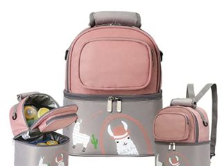 Mochila térmica Maternidad, Bandolera, Mochila, Carrito - Gran Capacidad Mochila de Cambio Bolsa para Pañales y Biberones (Rosa)