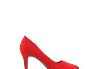 Modelisa - Zapatos de Tacón Estilo Salon Acabado Punta Fiesta Mujer (Rojo, Numeric_38)
