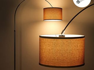 Modlicht 165-180 cm Lámpara de pie clásica JASMIN |Incluye Bombilla LED E27 9W 3000K | Interruptor de pie | Pantalla Lino Beige, Lámpara pie arco retro apta para Salón, Dormitorio, Oficina, Hotel