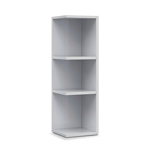 Modulo Rinconero para Baño, Mueble con Estantes, Acabado en Blanco Brillo, Medidas: 20 cm (Ancho) x 65 cm (Alto) x 19,5 cm (Fondo)