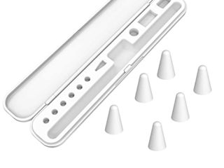 MoKo Caja de Almacenamiento Compatible con Apple Pencil 1ª Gen/ 2ª Generación, Portátil Estuche Cubierta con 6 Fundas para Puntas Accesorios de Protección para iPad iPencil - Blanco