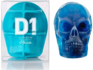 Molde para cubitos de hielo con forma de calavera en caja de regalo, diseño de calavera que hacen una impresión duradera – Calavera de silicona de grado alimenticio para vodka y whisky – azul