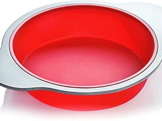 Molde Redondo para Hornear de Silicona | Molde para Hornear Grande de 23 cm de Boxiki Kitchen | El Mejor Utensilio para Hornear Antiadherente | Hecho con Silicona aprobado por la FDA , con Marco y Asa