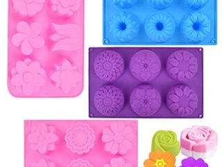 Moldes de silicona de 4 piezas, moldes de jabón, molde para muffins, molde para pasteles, molde para hornear, molde para hornear pasteles para jabón, pan, chocolate, muffin