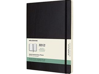 Moleskine - Agenda Semanal de 18 Meses, Agenda Semanal 2021/2022, Agenda Semana Vista con Tapa Blanda y Cierre Elástico, Tamaño XL 19 x 25 cm, Color Negro, 208 Páginas