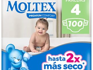 Moltex Premium Comfort Pañales Talla 4 (9-15 Kg) - 100 Pañales (2 Bolsas de 50 Unds)