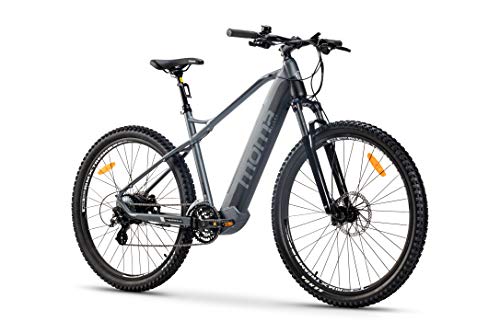 Moma Bikes Bicicleta Eléctrica E-MTB 29", Shimano 24vel, frenos hidráulicos, batería Litio 48V 13Ah (624Wh), Color Gris, Tamaño 29 L - XL