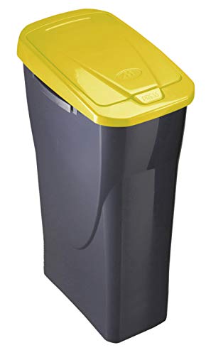 mondex Cubo 25 L ECOBIN con Tapa de Color Amarillo 21,5x36x51 cm, Mediano