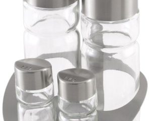 Monix Sabor - Vinagreras de acero inoxidable y cristal, 4 unidades