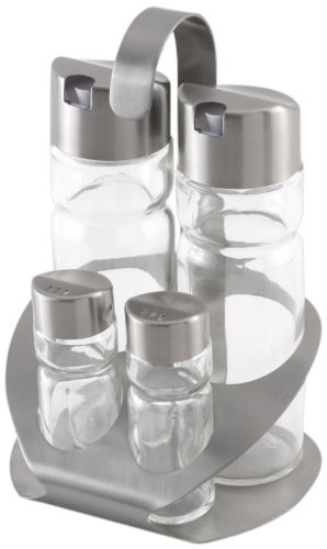 Monix Sabor - Vinagreras de acero inoxidable y cristal, 4 unidades
