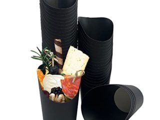 MonLiya 50 piezas de 14 oz de eliminación para llevar fiesta congelada postre suministros para hornear pasteles de huevo soplo de huevo fritas fritas patatas fritas helados bocadillos de papel(negro)