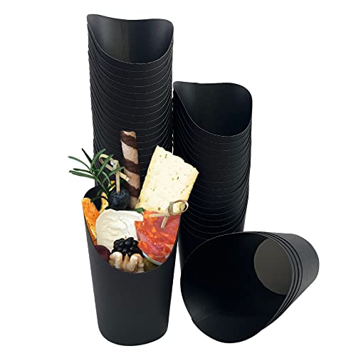 MonLiya 50 piezas de 14 oz de eliminación para llevar fiesta congelada postre suministros para hornear pasteles de huevo soplo de huevo fritas fritas patatas fritas helados bocadillos de papel(negro)