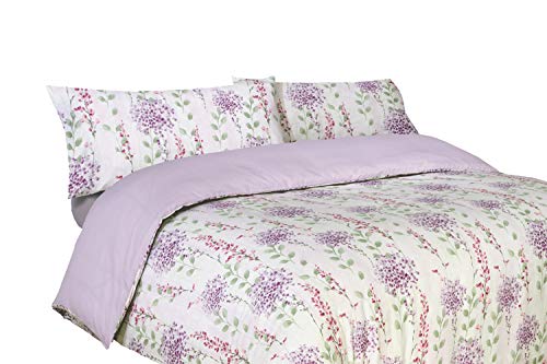 Montse Interiors, S.L. Funda nórdica Flores Lilas (sin Bajera, Keira para Cama de 90x190/200 Nórdico de 150)