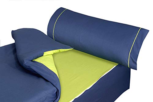 Montse Interiors, S.L. - Saco Nórdico Color Azul Marino y Pistacho Liso, Modelo Ribet N, para Cama de 90x190/200