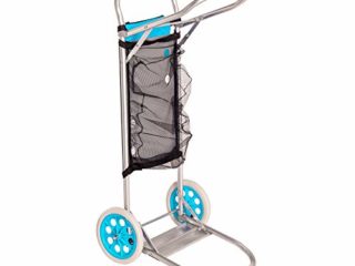Monty- LOLAhome Carro portasillas Plegable Azul de Aluminio para Camping y Playa Nuevo y Mejorado, Color (Juinsa 12214)