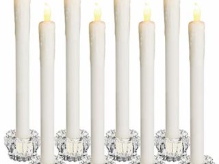 Monzana Juego de 8 candelas de cera real con candelabros de cristal con luces LED decoración iluminada fiestas eventos