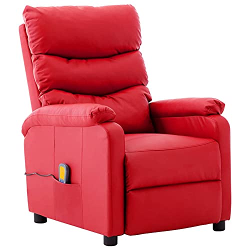MOONAIRY Sillón de Masaje reclinable, Sillon Reclinable, Sillón Relax, Sillones para Personas Mayores, Presoterapia Profesional, Sofa Relax, Sofa Reclinable Electrico, Cuero sintético Rojo