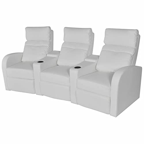 MOONAIRY Sillón reclinable con 3 plazas, Butacas de Salon, Sillones Relax, Butaca Reclinable, Sofa Relax, Sofa Cama Individual, de Cuero Artificial Blanco