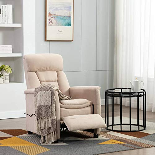 MOONAIRY Sillón reclinable de Masaje, Sillon Masaje Relax, Sillon Reclinable, Sillón Relax, Sillones para Personas Mayores, Sofa Relax, Sofa Reclinable Electrico, de Cuero sintético Crema
