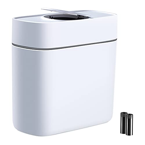 MOPALL Cubo de basura para cuarto de baño con tapa, cubo de basura de 14 l, cubo de basura de plástico pequeño con tapa, 3,7 galones de capacidad, para cocina doméstica y oficina