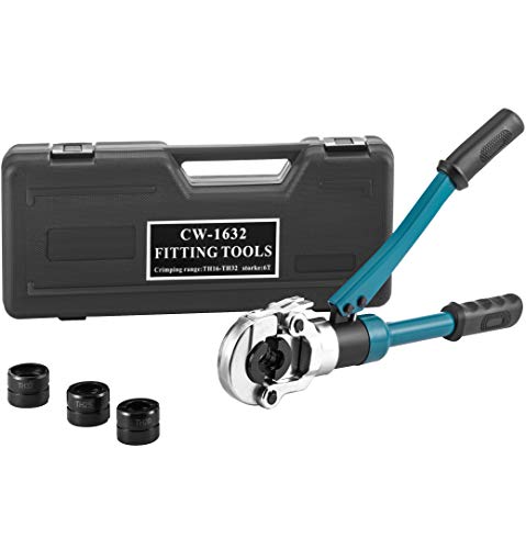 Mophorn Alicates Prensadores de Tuberías, 16-32 mm Alicates para Prensar Tubos, Máquina Multicapa, Cabezal 360° Giratorio, con Moldes 16, 20, 25, 32 mm