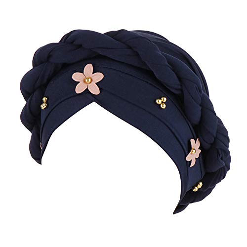 MoreChioce Musulmán Gorro Turbante con Tocado de Trenza,Gorro Noche Pèrdida de Pelo Cabello,Gorro de Cáncer Quimioterapia,Armada