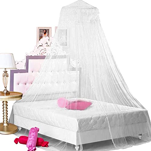 Mosquitera Cama, NALCY Mosquitera, Dosel para Cama, Mosquitera de Poliéster con Domo, Red Colgante para Cubrecamas, se Puede Utilizar para Decorar la Habitación y Prevenir Insectos （Blanco）