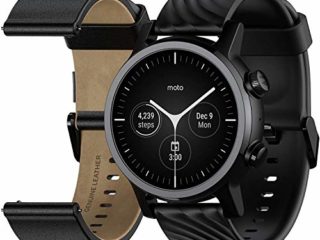 Motorola Moto 360 Smartwatch – 3ª generación – Caja de acero inoxidable con bandas de 20 mm, batería para todo el día, WearOS de GoogleTM – Color negro