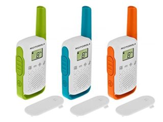 Motorola T42 Triple Talk About – Aparatos de Radio (Juego de 3, PMR446, 16 Canales, Alcance 4 Km) Multicolor