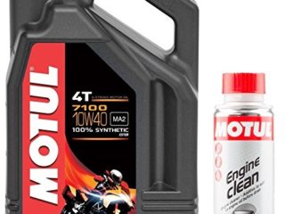 MOTUL Duo Aceite Moto 7100 4T 10 W-40, 4 L + Engine Clean 200 ML